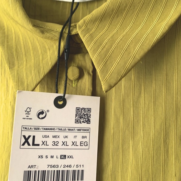 ZARA Gorgeous chartreuse balloon sleeve mini dress USXL - Picture 4 of 7